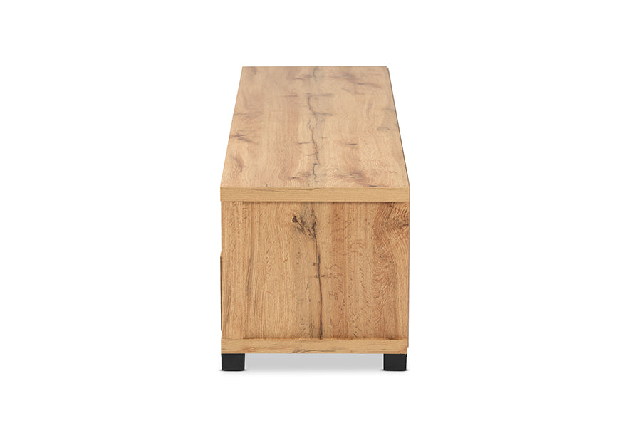 Baxton Studio Gerhardine Oak Brown Modern and Contemporary Finished Wood 3-Drawer TV Stand