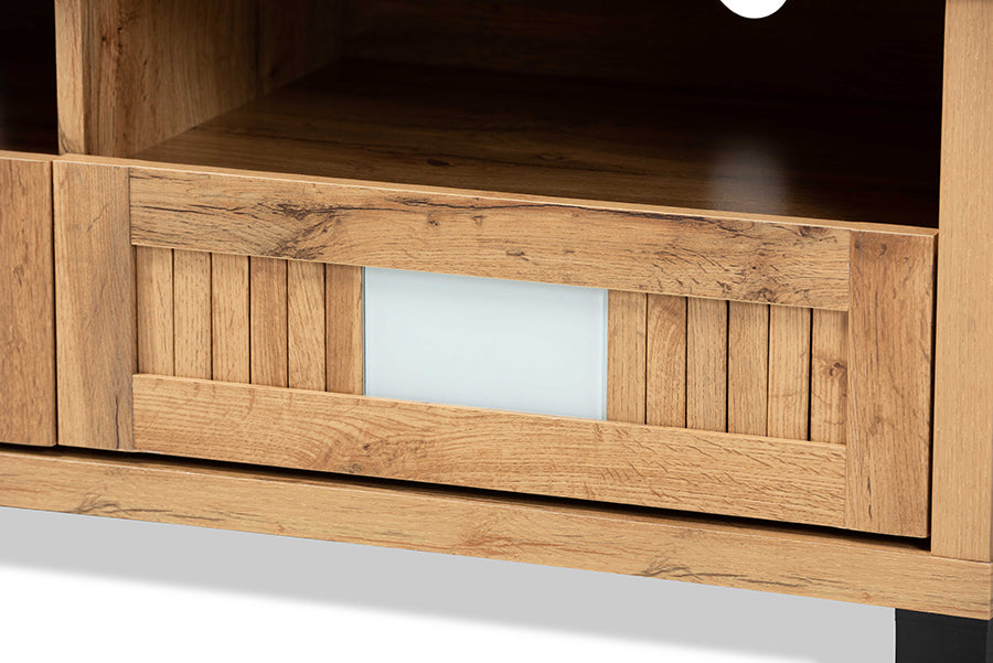 Baxton Studio Gerhardine Oak Brown Modern and Contemporary Finished Wood 3-Drawer TV Stand