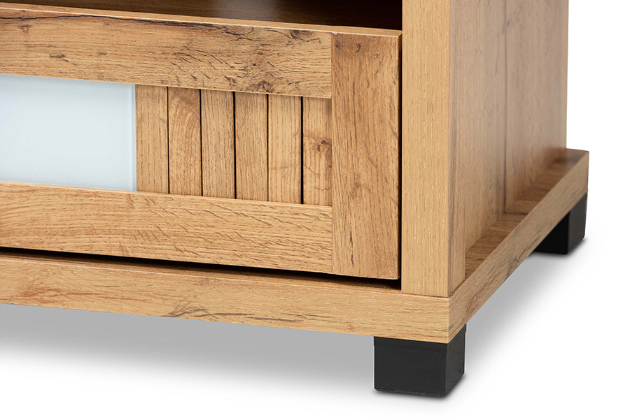 Baxton Studio Gerhardine Oak Brown Modern and Contemporary Finished Wood 3-Drawer TV Stand