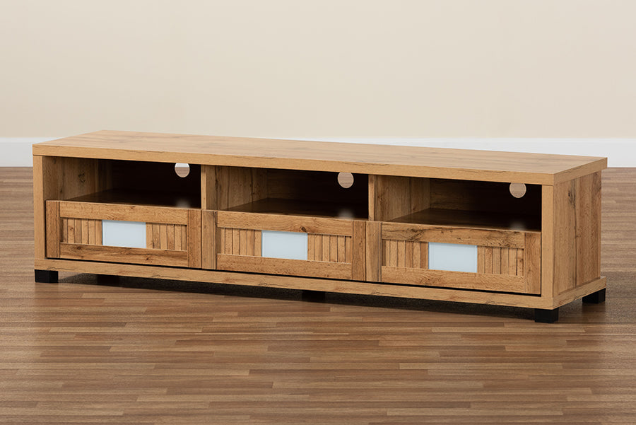 Baxton Studio Gerhardine Oak Brown Modern and Contemporary Finished Wood 3-Drawer TV Stand