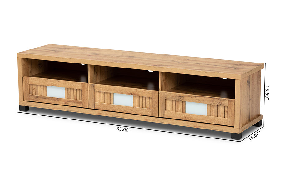 Baxton Studio Gerhardine Oak Brown Modern and Contemporary Finished Wood 3-Drawer TV Stand