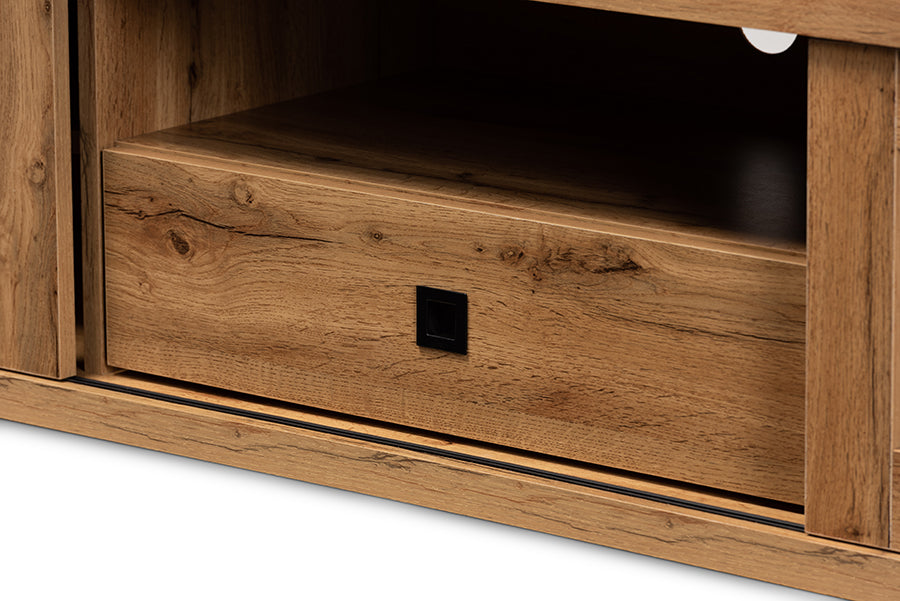 Baxton Studio Beasley Modern and Contemporary Oak Brown Finished Wood 1-Drawer TV Stand