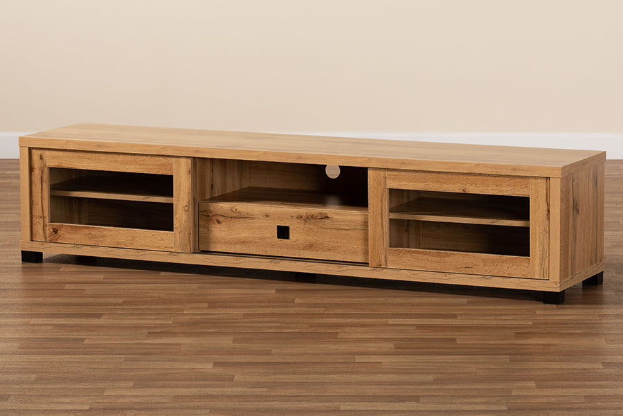 Baxton Studio Beasley Modern and Contemporary Oak Brown Finished Wood 1-Drawer TV Stand