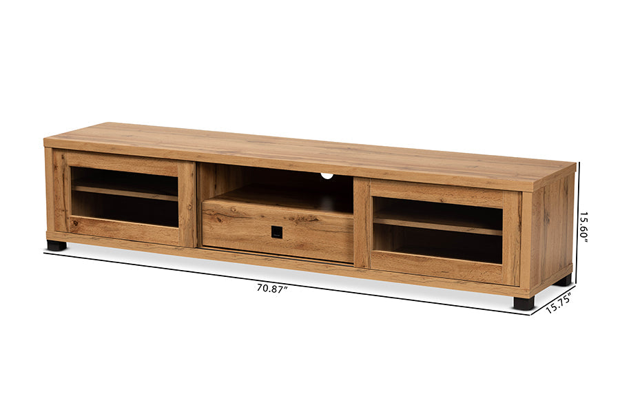 Baxton Studio Beasley Modern and Contemporary Oak Brown Finished Wood 1-Drawer TV Stand