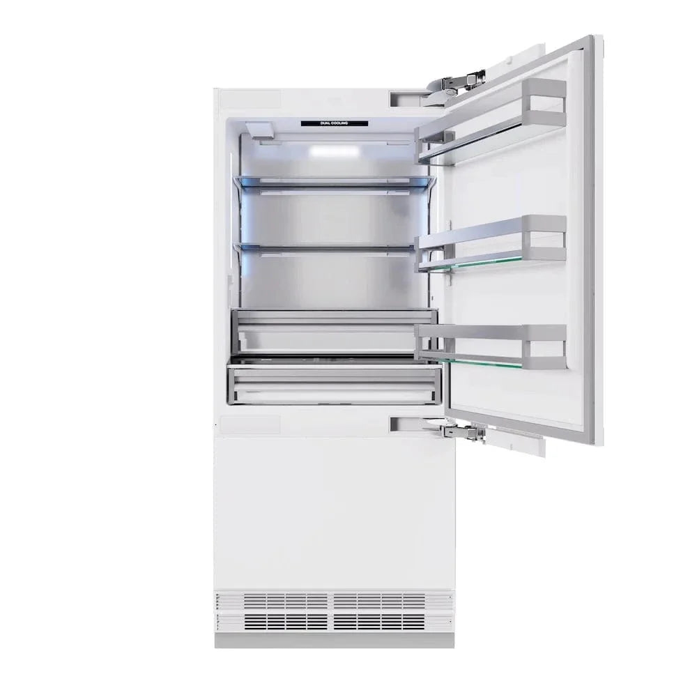 ZLINE 36" Panel Ready Built-In Bottom Freezer Refrigerator,Water Dispenser, Ice Maker, RBIT-36