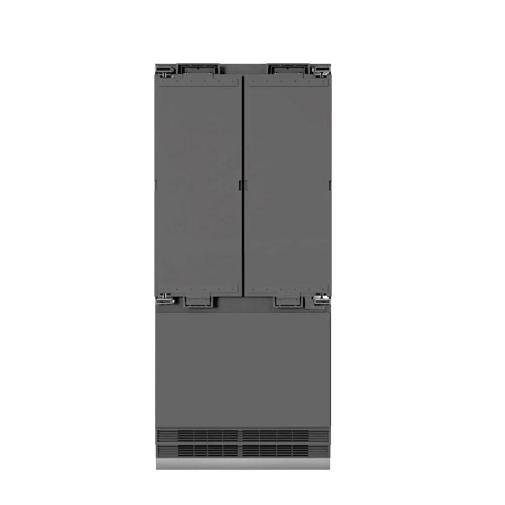 ZLINE 36" Panel Ready Built-In Bottom Freezer Refrigerator,Water Dispenser, Ice Maker,Graphite Gray, Gold GRBIVZ-36-G