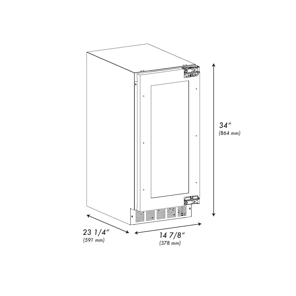 ZLINE 15" Touchstone Clear Cube Ice Maker Drain Pump Panel Ready Door Champagne Bronze Door ICCDPZ-15-CB