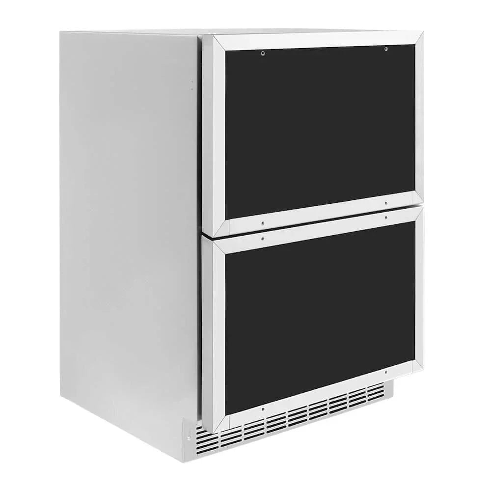 ZLINE 24" Touchstone 168 Can Outdoor-Rated Dual Refrigerator Drawer, Panel Matte Black, RDSPOZ-24-MB