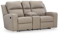 Lavenhorne - Dbl Rec Loveseat W/Console - Pebble