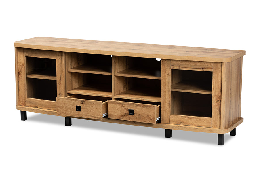 Baxton Studio Walda Modern and Contemporary Oak Brown Finished Wood 2-Drawer TV Stand
