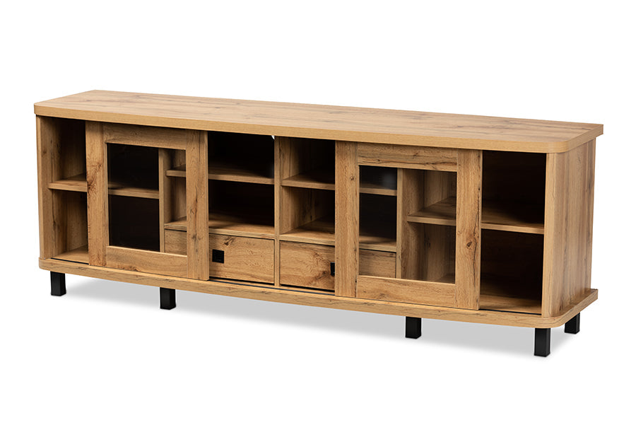 Baxton Studio Walda Modern and Contemporary Oak Brown Finished Wood 2-Drawer TV Stand