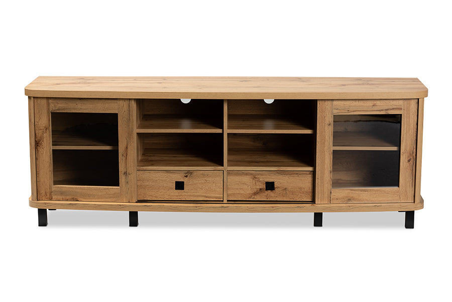 Baxton Studio Walda Modern and Contemporary Oak Brown Finished Wood 2-Drawer TV Stand