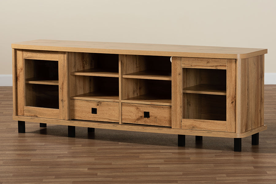 Baxton Studio Walda Modern and Contemporary Oak Brown Finished Wood 2-Drawer TV Stand