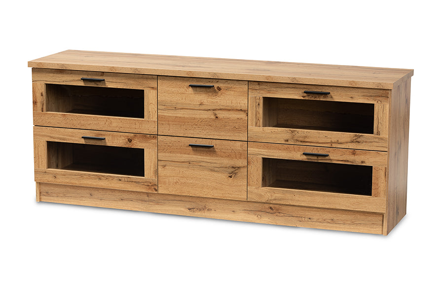 Baxton Studio Adelino Modern and Contemporary Oak Brown Finished Wood 2-Drawer TV Stand