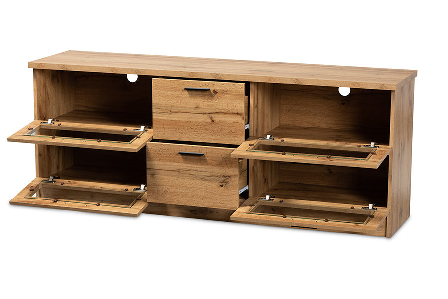 Baxton Studio Adelino Modern and Contemporary Oak Brown Finished Wood 2-Drawer TV Stand
