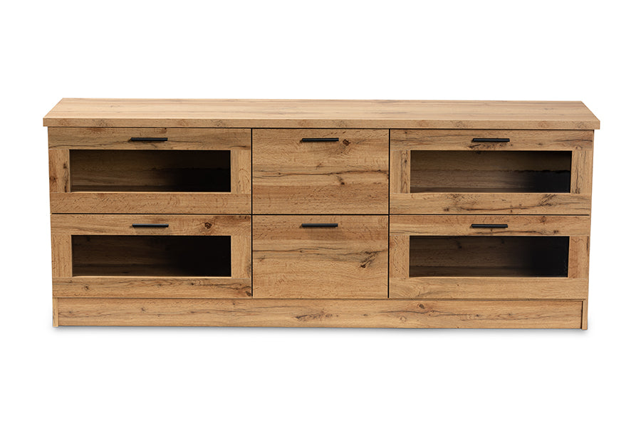 Baxton Studio Adelino Modern and Contemporary Oak Brown Finished Wood 2-Drawer TV Stand