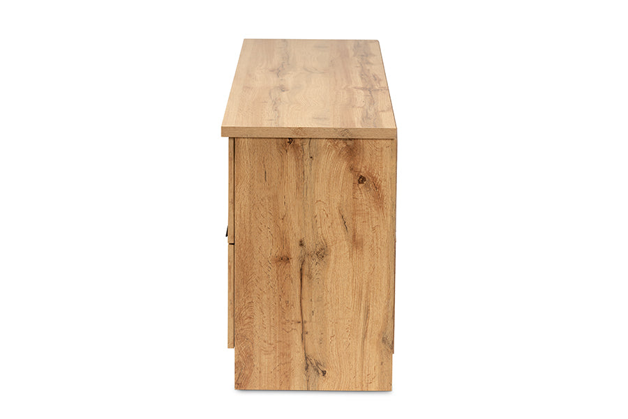 Baxton Studio Adelino Modern and Contemporary Oak Brown Finished Wood 2-Drawer TV Stand