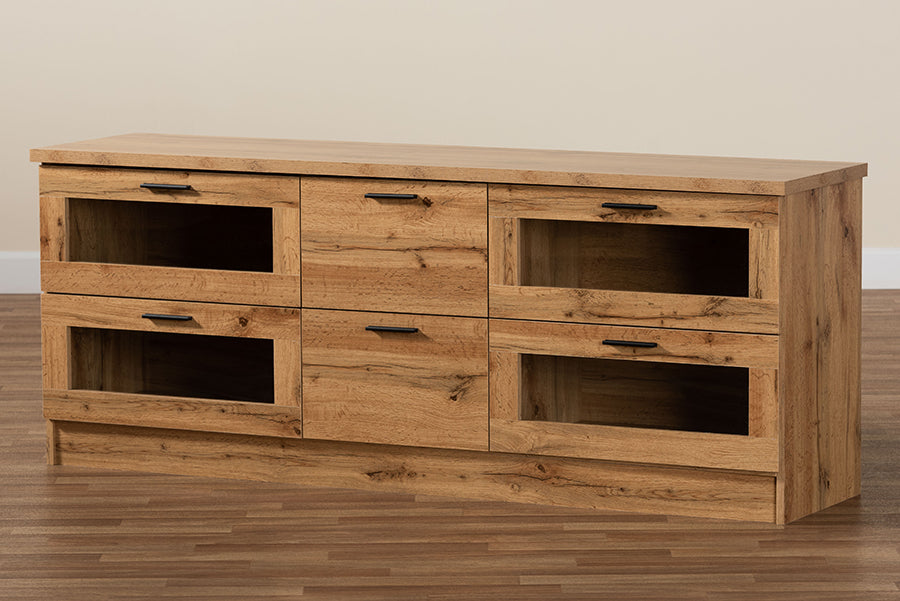 Baxton Studio Adelino Modern and Contemporary Oak Brown Finished Wood 2-Drawer TV Stand