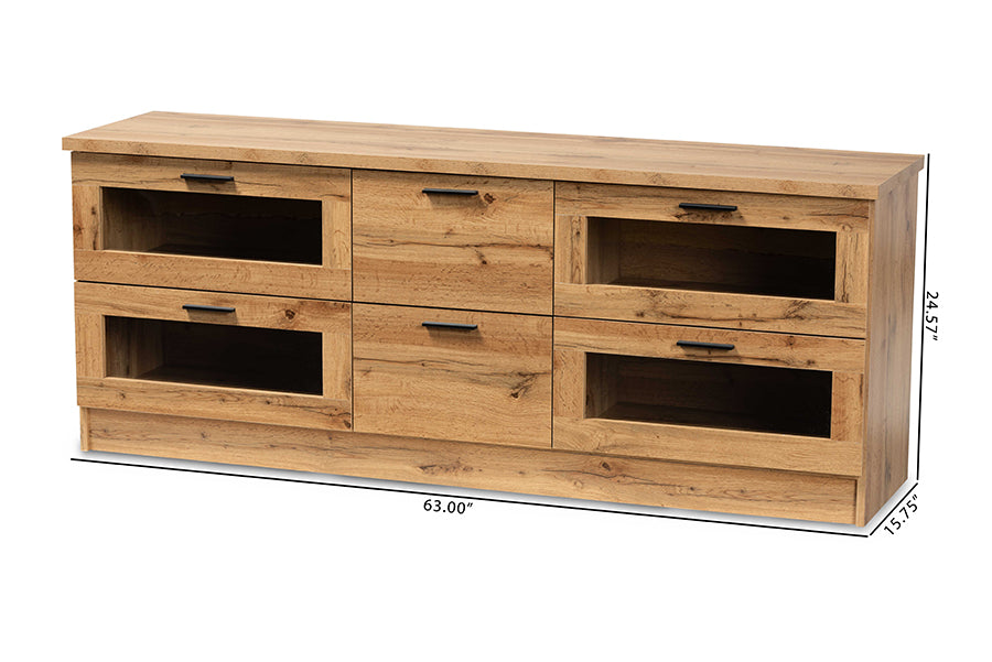 Baxton Studio Adelino Modern and Contemporary Oak Brown Finished Wood 2-Drawer TV Stand