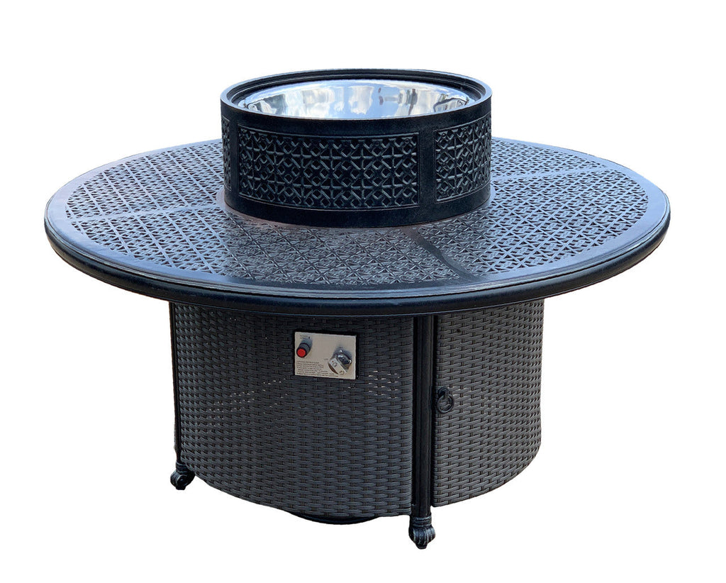 Windermere All Inclusive Outdoor Gas Firepit Club Table Set (KIT)