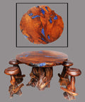One of a Kind Teak Obsidian Bar Table Set of 5