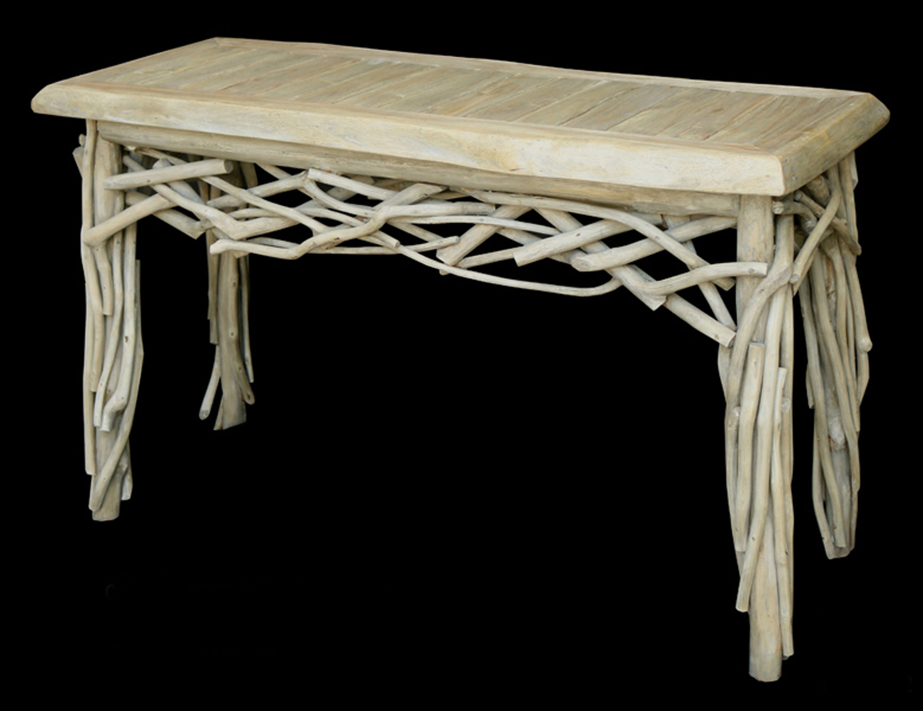 Farmhouse Teak Branch Console Table