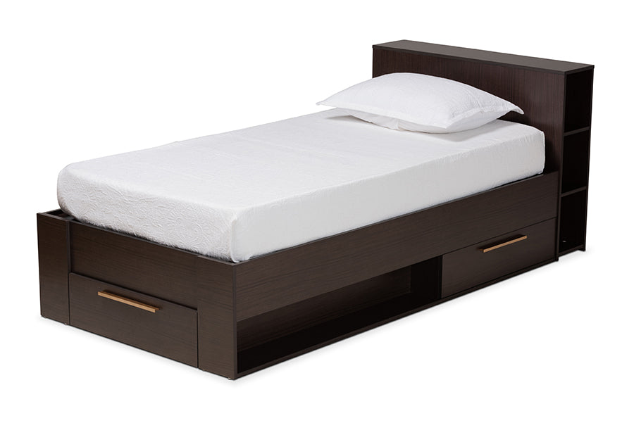 Baxton Studio Carlson Modern and Contemporary Espresso Brown Finished Wood Twin Size 3-Drawer Platform Storage Bed