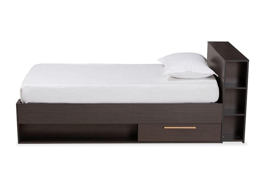 Baxton Studio Carlson Modern and Contemporary Espresso Brown Finished Wood Twin Size 3-Drawer Platform Storage Bed