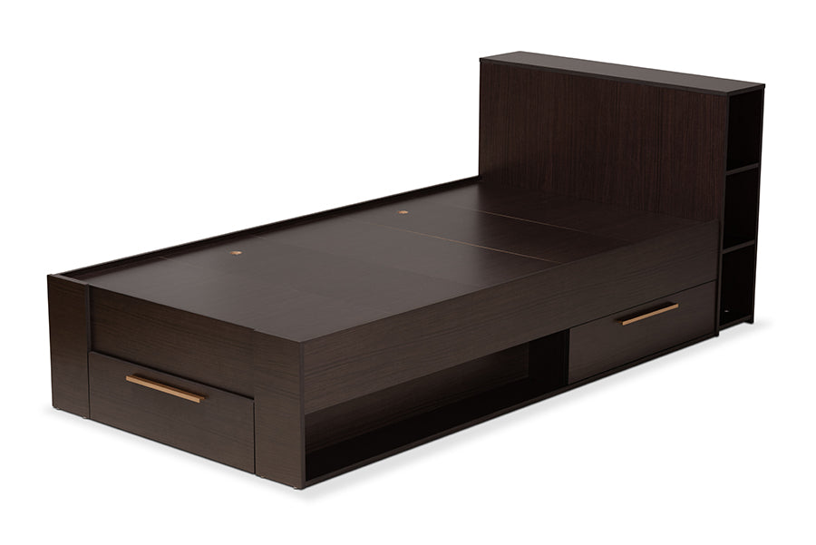 Baxton Studio Carlson Modern and Contemporary Espresso Brown Finished Wood Twin Size 3-Drawer Platform Storage Bed