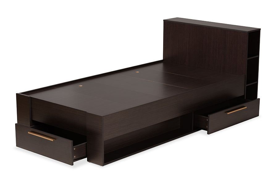 Baxton Studio Carlson Modern and Contemporary Espresso Brown Finished Wood Twin Size 3-Drawer Platform Storage Bed