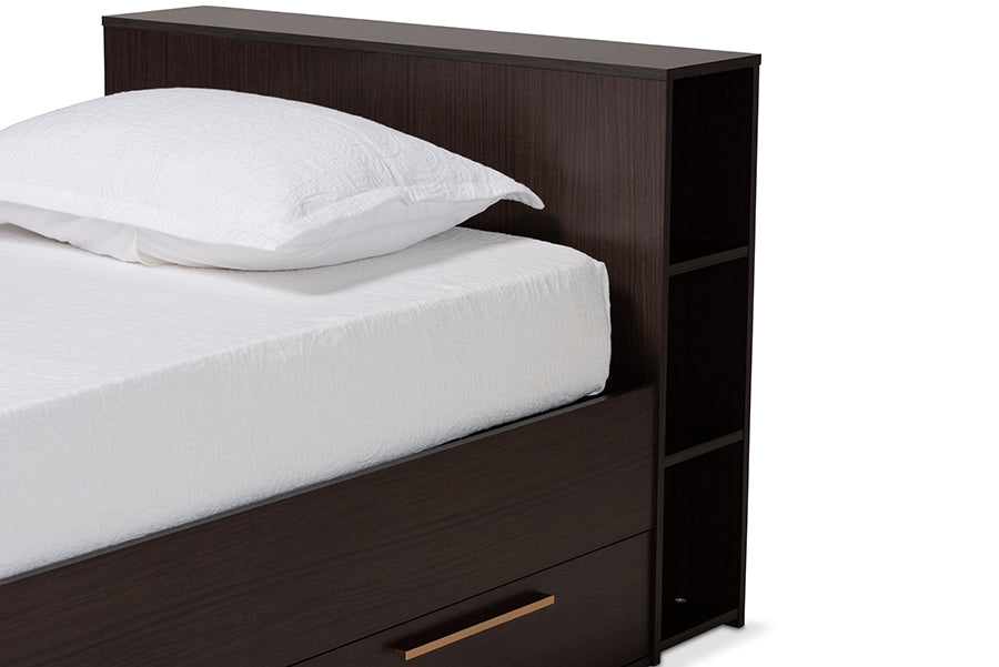 Baxton Studio Carlson Modern and Contemporary Espresso Brown Finished Wood Twin Size 3-Drawer Platform Storage Bed