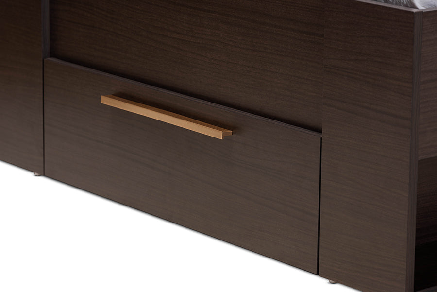 Baxton Studio Carlson Modern and Contemporary Espresso Brown Finished Wood Twin Size 3-Drawer Platform Storage Bed
