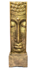 Long Face Buddha Fountain With Pump Glossy Gold Black