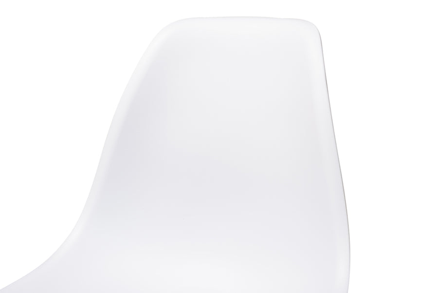 Baxton Studio Jaspen Modern and Contemporary White Finished Polypropylene Plastic and Oak Brown Finished Wood 4-Piece Dining Chair Set
