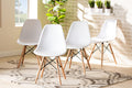 Baxton Studio Jaspen Modern and Contemporary White Finished Polypropylene Plastic and Oak Brown Finished Wood 4-Piece Dining Chair Set