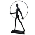 Modern Black Statue with Hoop