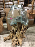 Large Glass Bowl on Wood