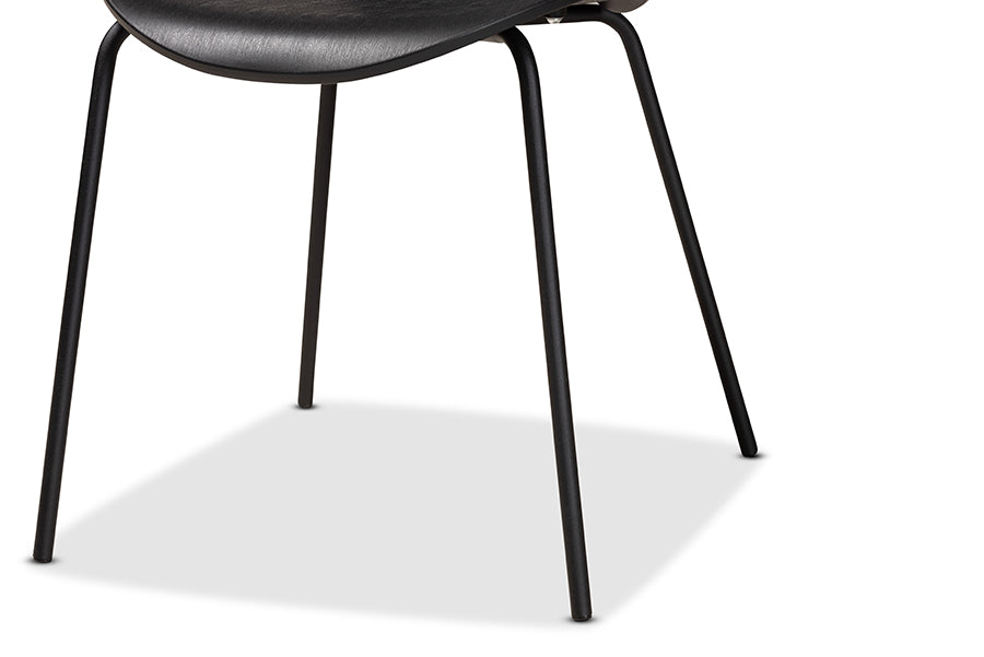 Baxton Studio Jaden Modern and Contemporary Black Plastic and Black Metal 4-Piece Dining Chair Set