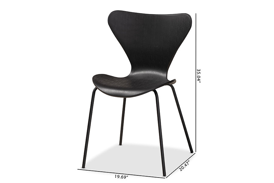 Baxton Studio Jaden Modern and Contemporary Black Plastic and Black Metal 4-Piece Dining Chair Set