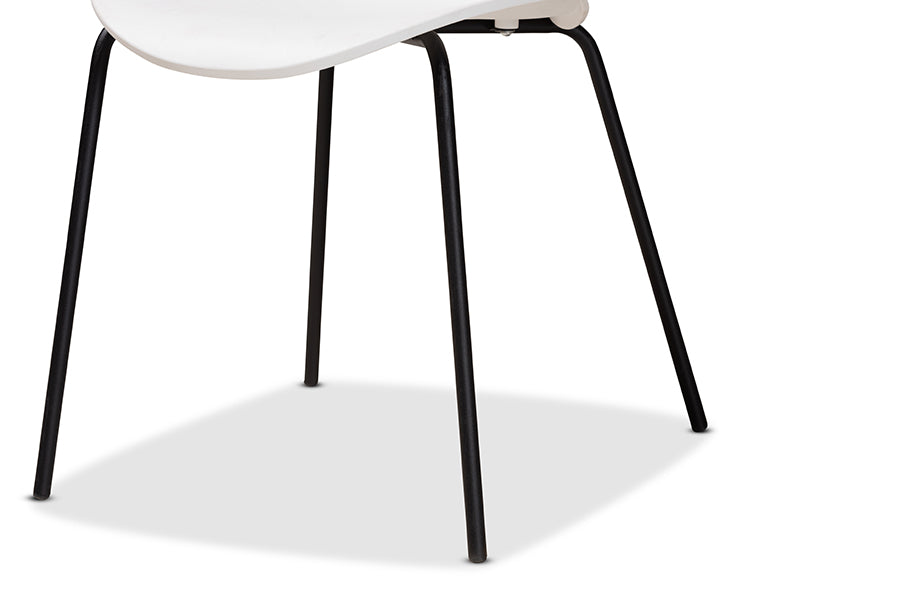 Baxton Studio Jaden Modern and Contemporary White Plastic and Black Metal 4-Piece Dining Chair Set