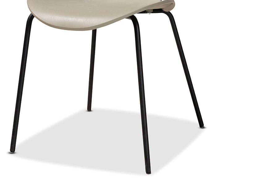 Baxton Studio Jaden Modern and Contemporary Beige Plastic and Black Metal 4-Piece Dining Chair Set