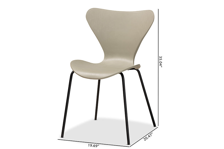Baxton Studio Jaden Modern and Contemporary Beige Plastic and Black Metal 4-Piece Dining Chair Set