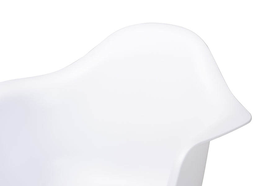 Baxton Studio Galen Modern and Contemporary White Finished Polypropylene Plastic and Oak Brown Finished Wood 4-Piece Dining Chair Set