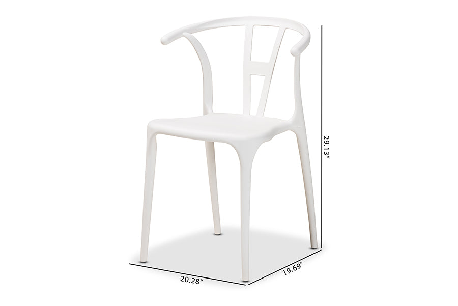 Baxton Studio Warner Modern and Contemporary White Plastic 4-Piece Dining Chair Set
