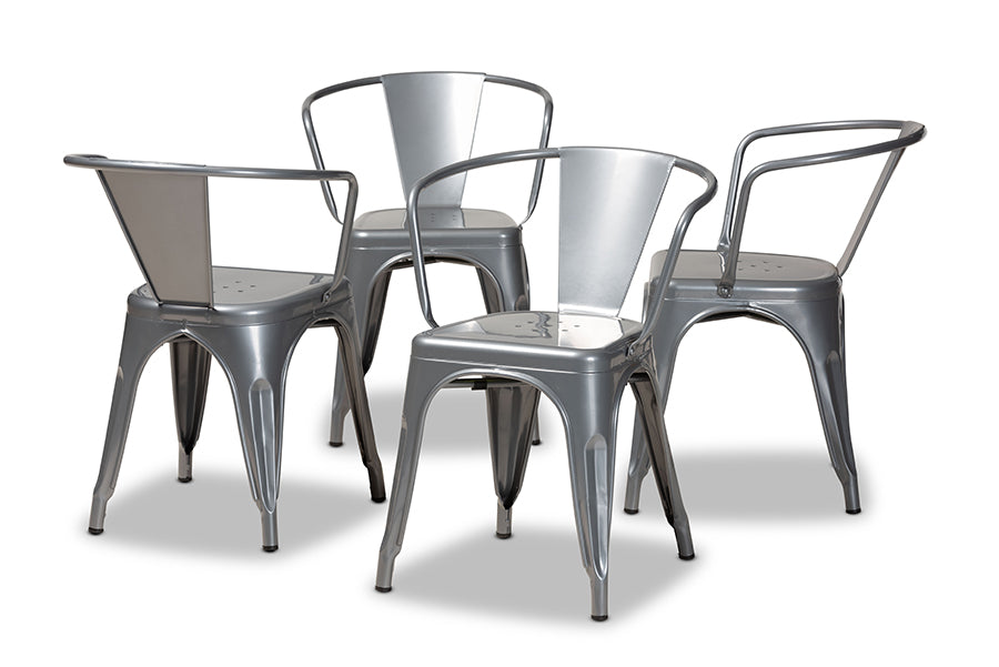 Baxton Studio Ryland Modern Industrial Grey Finished Metal 4-Piece Dining Chair Set
