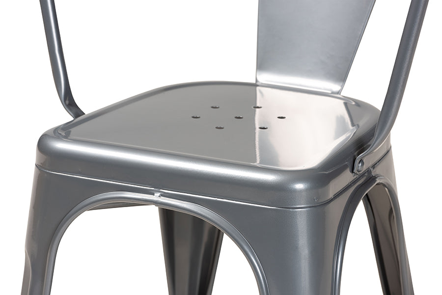 Baxton Studio Ryland Modern Industrial Grey Finished Metal 4-Piece Dining Chair Set