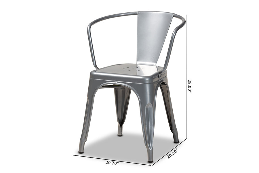 Baxton Studio Ryland Modern Industrial Grey Finished Metal 4-Piece Dining Chair Set