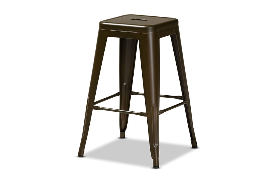 Baxton Studio Horton Modern and Contemporary Industrial Gunmetal Finished Metal 4-Piece Stackable Counter Stool Set
