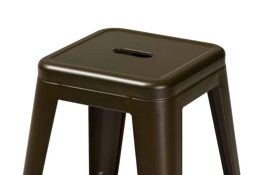 Baxton Studio Horton Modern and Contemporary Industrial Gunmetal Finished Metal 4-Piece Stackable Counter Stool Set
