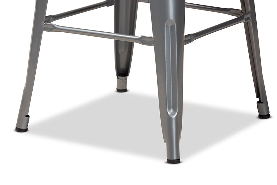 Baxton Studio Horton Modern and Contemporary Industrial Grey Finished Metal 4-Piece Stackable Counter Stool Set